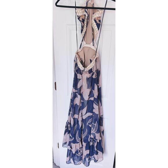 PatBo Stargazer Navy Floral Maxi Dress XS Halter Boho Coastal Vacation Boho Luxe - Picture 3 of 12